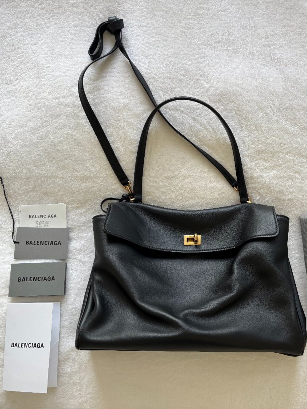 Balenciaga Rodeo Medium Black Natural Smooth Calfskin Aged Gold 789772 2AA4V